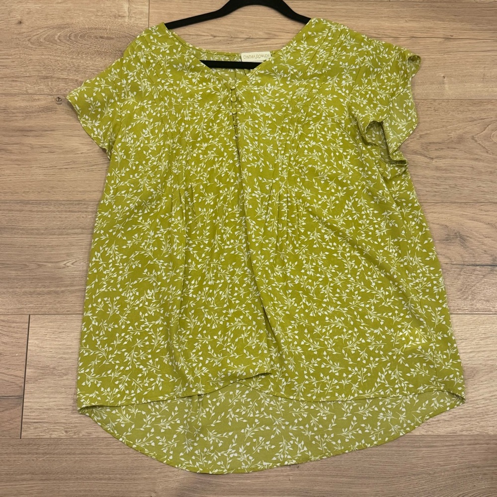 Cynthia Rowley Olive Floral Blouse